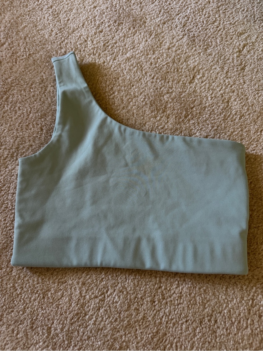 Girlfriend Collective One-Shoulder Crop Top in Light Sage